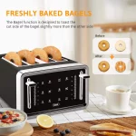 Gevi Toaster 4 Slice Toaster LED Digital Touch Screen Extra-Wide Slots Black + Silver