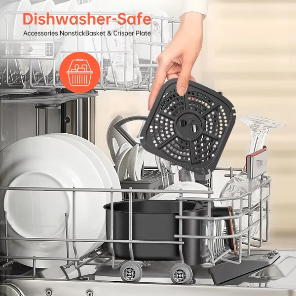 Air Fryer 7.4 QT Large Capacity Touch Screen Smart Fryers Household Multi-function Window Visible Air fryer that Crisps, Roasts, Reheats, & Dehydrates,Including Air Fryer Paper Liners 50PCS,Black