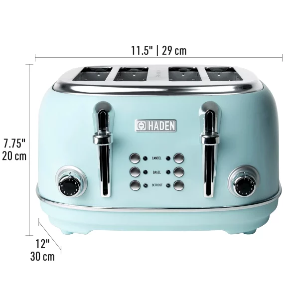 Haden Heritage 4-Slice Wide Slot Toaster, Turquoise - 75005