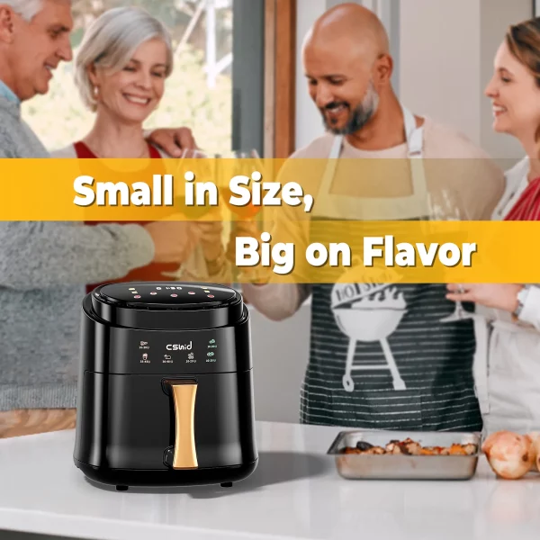 6.3 QT Large Capacity Air Fryer Touch Screen Smart Fryers Household Multi-function Air fryer that Crisps, Roasts, Reheats, & Dehydrates, High Gloss Finish,Including Air Fryer Paper Liners 50PCS,Black