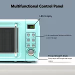Costway 0.7Cu.ft Retro Countertop Microwave Oven 700W LED Display Glass Turntable Green