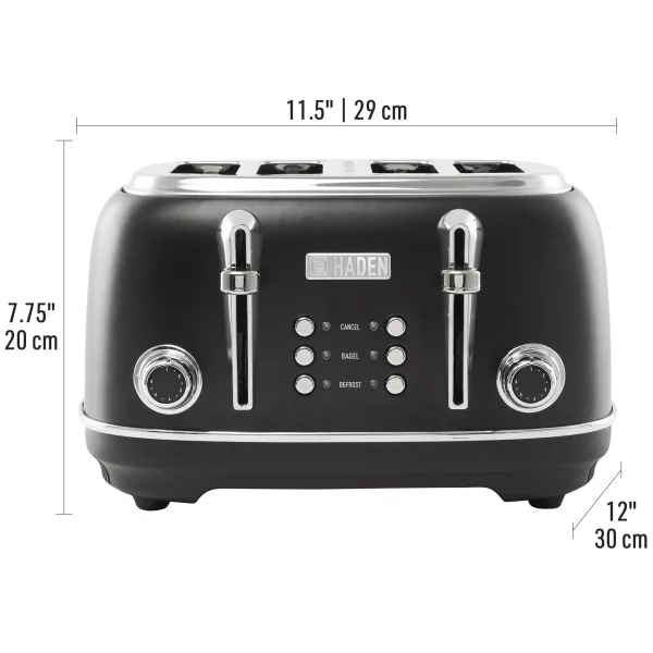 Haden Heritage 4-Slice Wide Slot Toaster, Black / Chrome - 75096