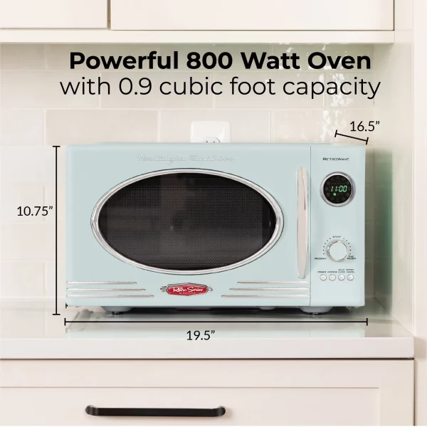Nostalgia Retro 0.9 Cu. Ft. 800-Watt Countertop Microwave Oven, Aqua