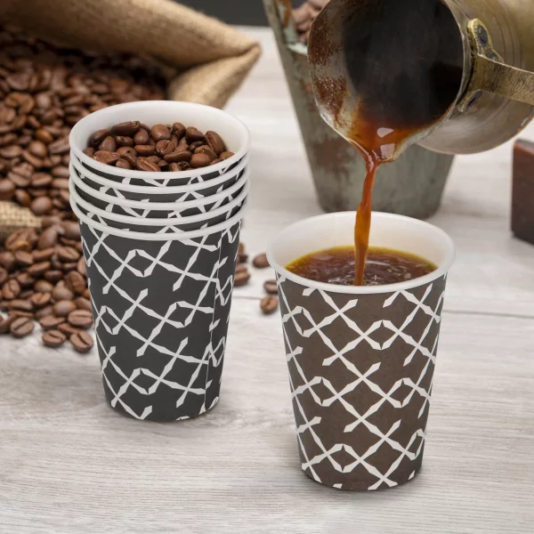 Paper Cups, Disposable Paper Coffee Cups with Lids for Hot Coffee, 12 oz, 100 Count