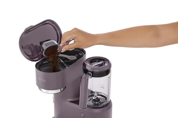 Mr. Coffee Single Serve Frappe, Iced, and Hot Coffee Maker and Blender, Single Serve Iced Coffee Maker with Reusable Tumblers and Coffee Filter, Lavender