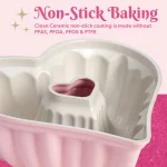 Paris Hilton Premium Nonstick Heart Shaped Fluted Pan, Dishwasher Safe, 9.5 inch, Pink