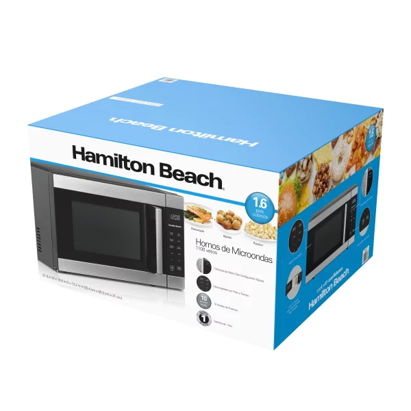 Hamilton Beach 1.6 Cu ft Sensor Cook Countertop Microwave Oven in Stainless Steel, New