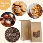BagDream 50Pcs Brown Bakery Bags with Window, 3.54x2.36x6.7 inches Small Kraft Paper Bags Tin Tie Tab Lock Bags for Cookies, Popcorn, Bread, Party Favors