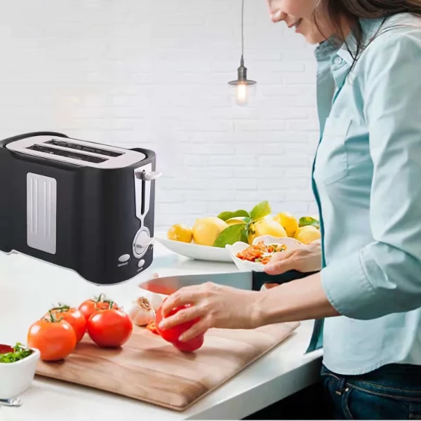 ROTTAY 2 Slice Toaster, Defrost, Reheat and Cancel Functions, Removable Crumb Tray, 6 Browning Settings, 800 Watts Wide Slots Bread Toaster-Black