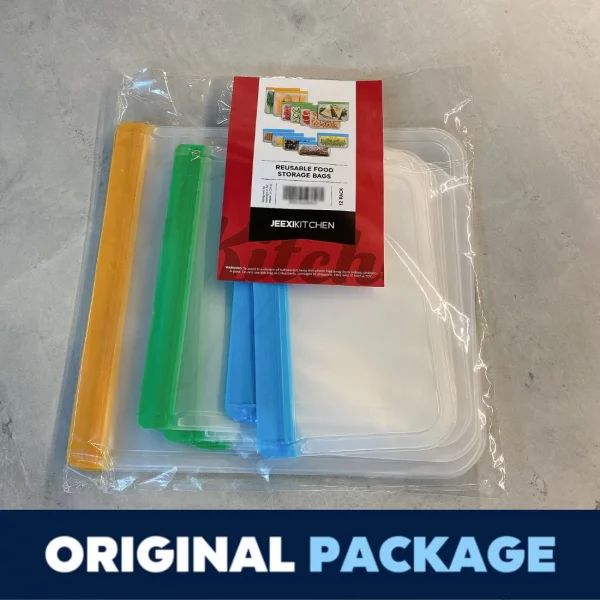 Reusable Food Storage Bags - 12 Count BPA Free Reusable Freezer Bags (2 Gallon & 5 Sandwich & 5 Snack Size Bags) Leak Proof Freezer Safe Bag for Meat Fruit Vegetable