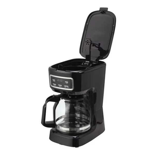 Mainstays Black 12-Cup Programmable Coffee Maker, 1.8 Liter Capacity, New
