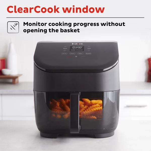 Instant Pot Vortex 5 Quart Single Basket 4-in-1 Air Fryer Oven with Clear Cook Window