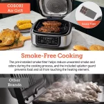 Cosori New Indoor Grill, Smart XL Air Fryer Combo Aeroblaze, 8-in-1, 6 Quart Voice Control, Black