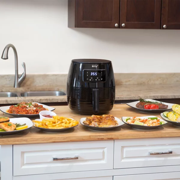 Deco Chef 5.8QT (19.3 Cup) Digital Electric Air Fryer with Accessories and Cookbook- Air Frying, Roasting, Baking, Crisping, and Reheating for Healthier and Faster Cooking (Black)