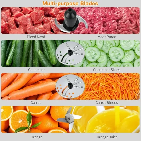 Costway 8 Cup Food Processor 500W Variable Speed Blender Chopper w/ 3 Blades