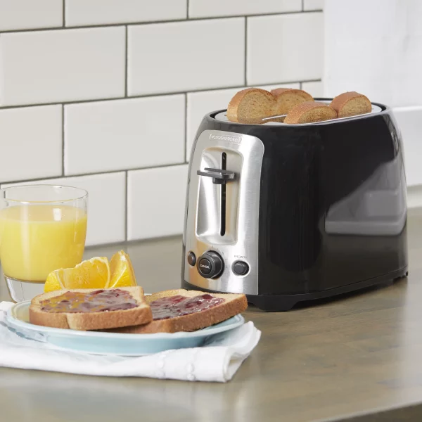 BLACK+DECKER 2-Slice Extra Wide Slot Toaster, Black, Silver, TR1278B