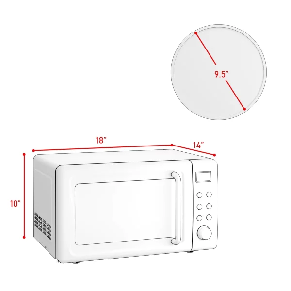 Costway 0.7Cu.ft Retro Countertop Microwave Oven 700W LED Display Glass Turntable Green