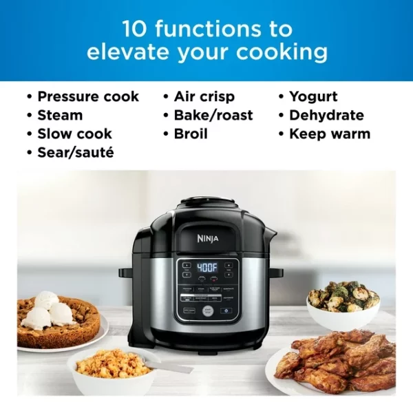 Ninja Foodi 10-in-1 8-Quart XL Pressure Cooker Air Fryer Multicooker, Stainless, OS400