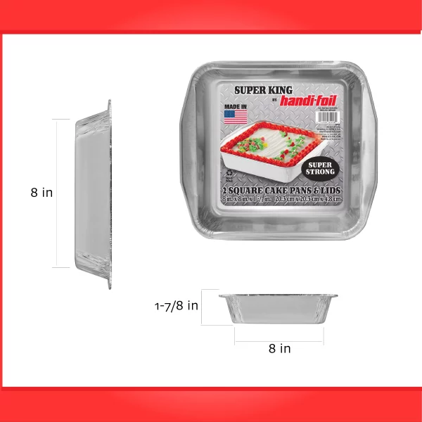 Handi-Foil 8 x 8 Square Aluminum Cake Pan Sets 2 Count