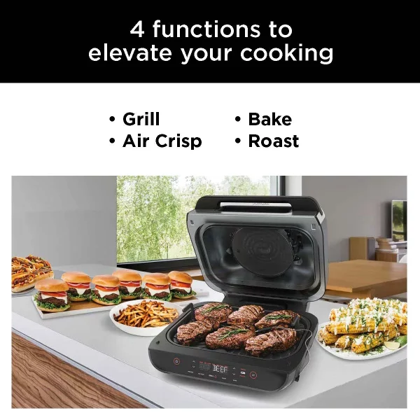 Ninja Foodi Smart XL 4-in-1 Indoor Grill with 4-Quart Air Fryer, Roast, Bake, and Smart Cook System, FG550