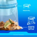 Ziploc® Brand Freezer Bags with New Stay Open Design, Gallon, 60, Patented Stand-up Bottom, Easy to Fill Freezer Bag, Unloc a Free Set of Hands in the Kitchen, Microwave Safe, BPA Free