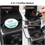 Mecity Coffee Maker 3-in-1 Single Serve Coffee Machine, For K-Cup Coffee Capsule Pod, Ground Coffee Brewer, Loose Tea maker, 6 to 10 Ounce Cup, Removable 50 Oz Water Reservoir, 120V 1150W,Black