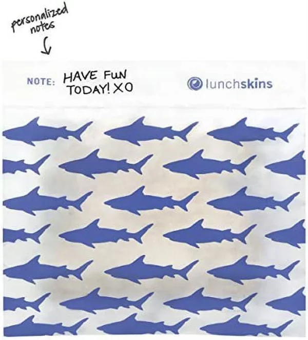 Lunchskins Recyclable & Sealable Food Storage Sandwich Bags Shark, 50 count
