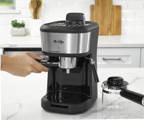 Mr. Coffee® 4-Shot Steam Espresso, Cappuccino, and Latte Maker in Black