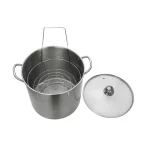 The Mainstays Stainless Steel 21.5 Quart Multi Use Food Canner with Tempered Glass Lid Silver