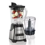 Hamilton Beach Power Elite Multi-Function Blender with Mess Free 40 oz. Glass Jar and 3-Cup Chopper, Mini Food Processor, 700 Watts, Stainless Steel, 58149