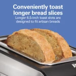 Hamilton Beach Expert-Toast 2 Slice Toaster, Adjustable Settings and Longer Slot for Artisan & Specialty Breads, Brushed Stainless Steel Finish, 22994