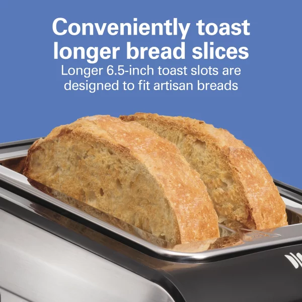Hamilton Beach Expert-Toast 2 Slice Toaster, Adjustable Settings and Longer Slot for Artisan & Specialty Breads, Brushed Stainless Steel Finish, 22994