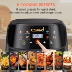 Air Fryer 7.4 QT Large Capacity Touch Screen Smart Fryers Household Multi-function Window Visible Air fryer that Crisps, Roasts, Reheats, & Dehydrates,Including Air Fryer Paper Liners 50PCS,Black