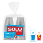 Solo Disposable Plastic Cups, Clear, 9oz, 50 Count