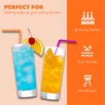 Jacent Disposable Plastic Drinking Straws: 125 count per Pack, Bendable Neon Straws Great for Parties, Restaurants, Home - 1 pack / 125 straws