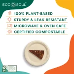 ECO SOUL 100% Compostable 6 Inch Bagasse Paper Plates, 100 counts | Heavy-Duty Disposable Appetizer Plates | Eco-Friendly Made of Sugarcane Fibers-Natural Biodegradable Plates