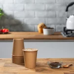 Comfy Package 8 Oz Kraft Paper Cups Disposable Coffee Cups Unbleached, 100-Pack