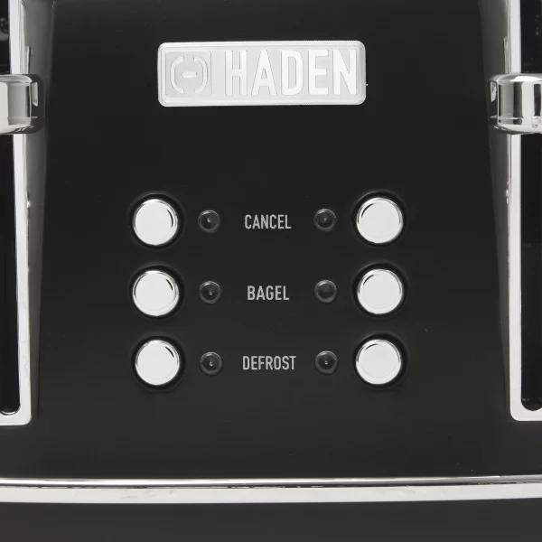 Haden Heritage 4-Slice Wide Slot Toaster, Black / Chrome - 75096