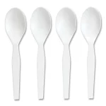 Perk Mediumweight Plastic Cutlery Teaspoon, White - Pack of 300