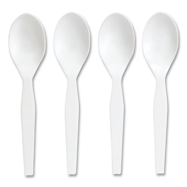 Perk Mediumweight Plastic Cutlery Teaspoon, White - Pack of 300