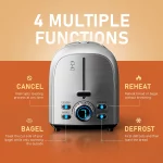 2 Slice Stainless Steel Toaster with Extra-Wide Slot, LED Display 7 Browning Settings, 850 W, Silver