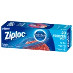 Ziploc Freezer Pint Bag, Grip 'n Seal Technology, Reusable, 20 Count
