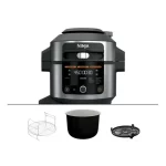 OL500 Foodi 6.5-qt. Pressure Cooker Steam Fryer with SmartLid, 13-in-1 that Air Fries, Bakes & More, with 2-Layer Capacity, Crisp Basket, Silver/Black (Brand New, Box Packed)