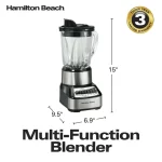 Hamilton Beach Wave Crusher Multi-Function Blender with 40 oz. Glass Jar and 14 Functions for Puree, Ice Crush, Shakes and Smoothies, Stainless Steel, 54221