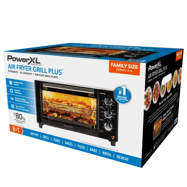 PowerXL Air Fryer Grill Plus, Toaster Oven, Black, 1500 Watts