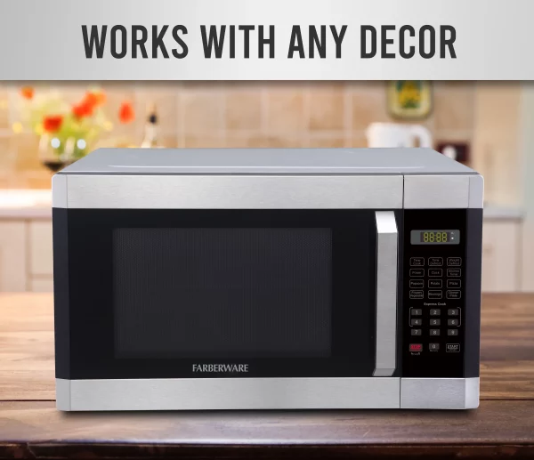 Farberware 1.6 Cu. ft. Microwave Oven, Brushed Stainless Steel, FMO16AHTBKC