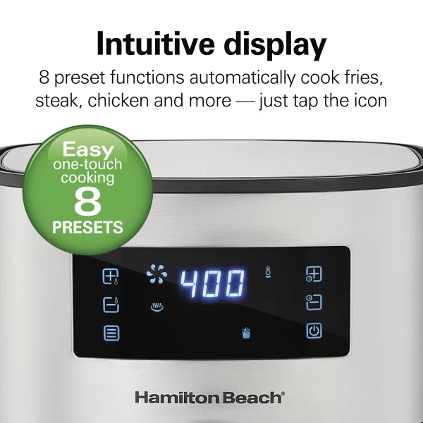 Hamilton Beach Digital Air Fryer, 5.8 Quart Capacity, Nonstick, Stylish Stainless Steel, 35075