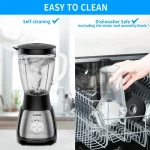 VAVSEA 1000W Countertop Blender for Shake and Smoothies, with 51oz Glass Jar & 20oz Travel Cup, 5 Speed Multifunctional Blenders for Kitchen Ice Crush Fruit Protein Drinks Vegetable, Silver