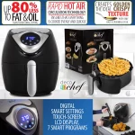 Deco Chef XL 3.7 QT Digital Air Fryer Cooker With 7 Smart Programs ,Preheat & Shake Remind , LED Touch Screen Oil-Less Non-Stick Coated Basket ,Timer Counter Top , Healthy Kitchen Safe Frying Statio