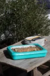 Fancy Panz Plastic 9" x 13" Aqua Foil Pan Carrier 1ct